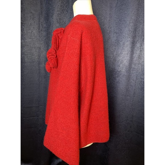 Ruby Rd. Red Wool Zip Up Cardigan Jacket Blazer L Large Woman’s Floral Pockets - Picture 6 of 7